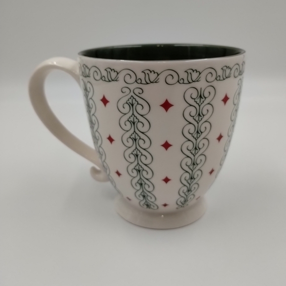 2003 Starbucks Barista Coffee Cup Mug White Green Scroll Red Diamonds 18… - Picture 8 of 13